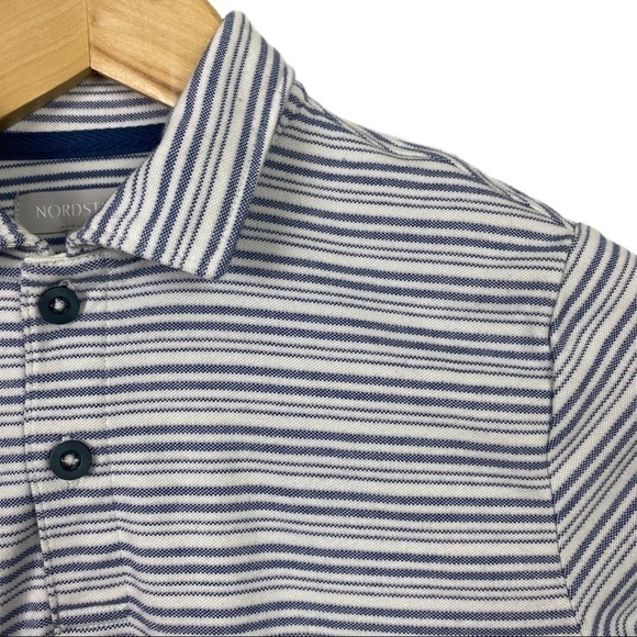 Nordstrom Boys Performance Stripe Pique Polo Shirt Size Medium (8/10) - Picture 2 of 4